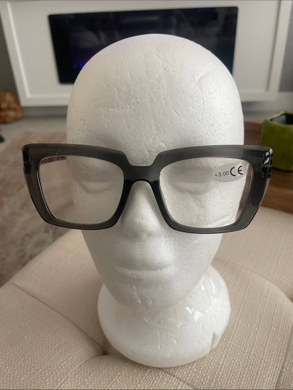 Oversized Rectangular Reading Glasses in Smoky Gray